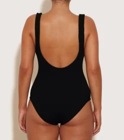 Hunza G V Neck-Coverage Celine Swim With Tonal Hoops -