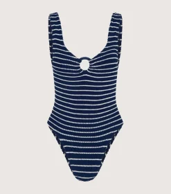 Hunza G V Neck-Coverage Celine Swim With Tonal Hoops -