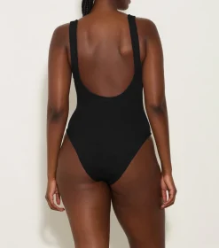 Hunza G Scoop Neck-Domino Swim With Tonal Hoops -