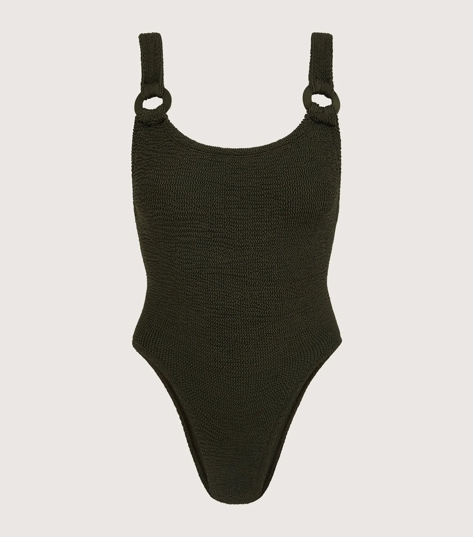 Hunza G Scoop Neck-Domino Swim With Tonal Hoops -