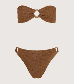 Hunza G Bikini Sets|Bandeau-Gloria Bikini With Tonal Hoops -