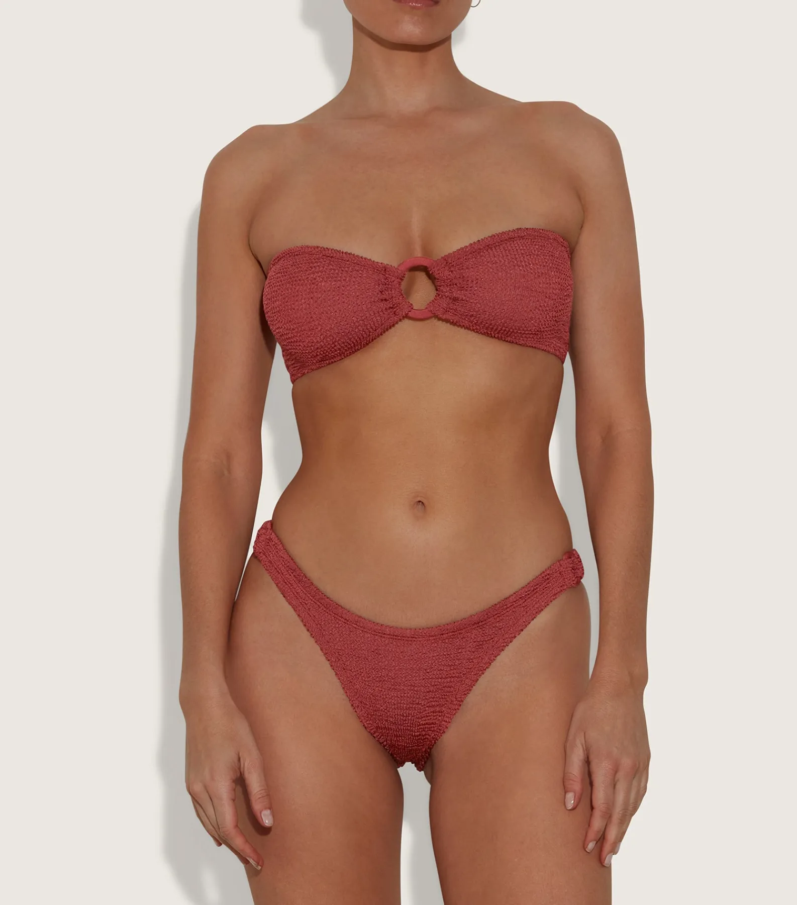 Hunza G Bikini Sets|Bandeau-Gloria Bikini With Tonal Hoops -
