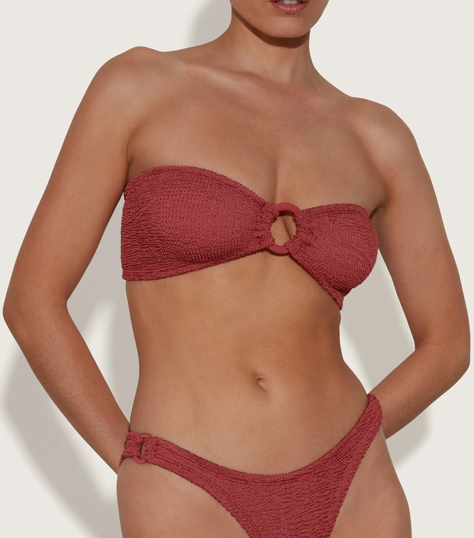 Hunza G Bikini Sets|Bandeau-Gloria Bikini With Tonal Hoops -