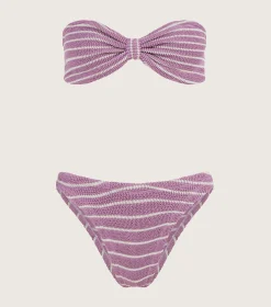 Hunza G Bikini Sets|Bandeau- X Helena Christensen Jean Stripe Bikini -