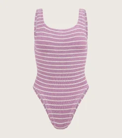 Hunza G Square Neck- X Helena Christensen Square Neck Stripe Swim -