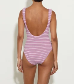 Hunza G Square Neck- X Helena Christensen Square Neck Stripe Swim -
